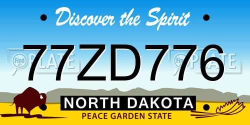 77ZD776 North Dakota License Plate