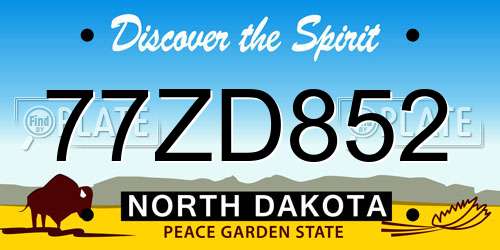 77ZD852 North Dakota License Plate