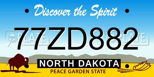 77ZD882 North Dakota License Plate