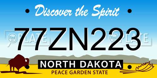 77ZN223 North Dakota License Plate