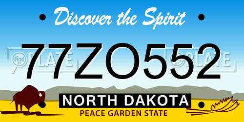 77ZO552 North Dakota License Plate