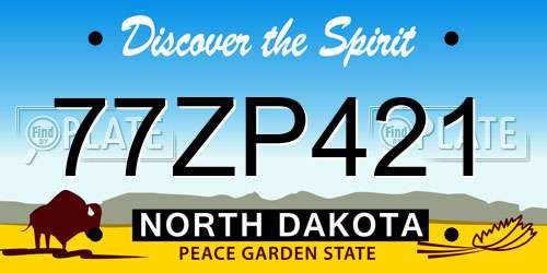 77ZP421 North Dakota License Plate