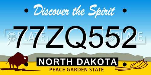 77ZQ552 North Dakota License Plate