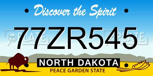 77ZR545 North Dakota License Plate