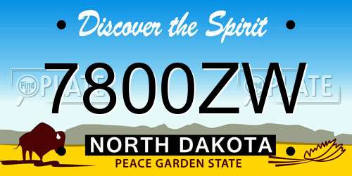 7800ZW North Dakota License Plate
