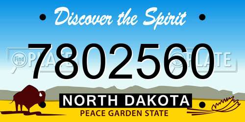 7802560 North Dakota License Plate