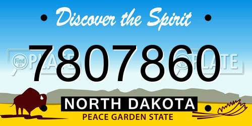 7807860 North Dakota License Plate