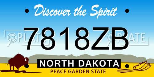 7818ZB North Dakota License Plate