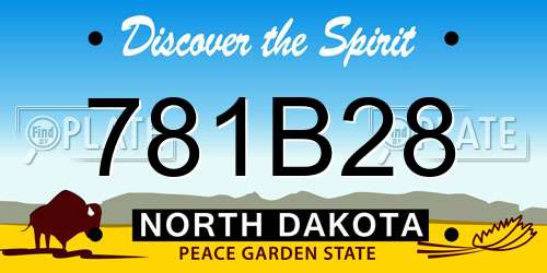 781B28 North Dakota License Plate