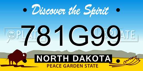 781G99 North Dakota License Plate