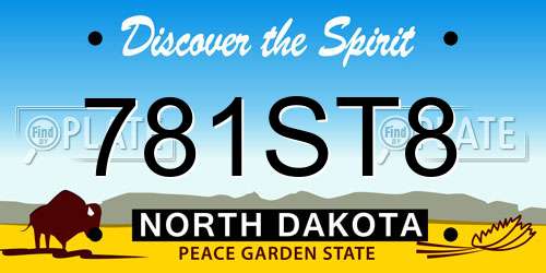 781ST8 North Dakota License Plate