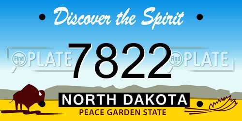 7822 North Dakota License Plate