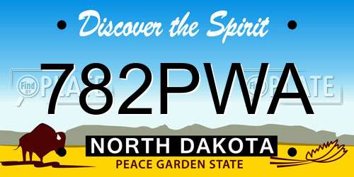 782PWA North Dakota License Plate
