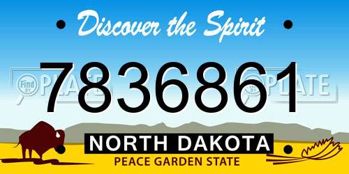 7836861 North Dakota License Plate