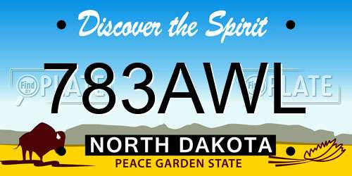 783AWL North Dakota License Plate