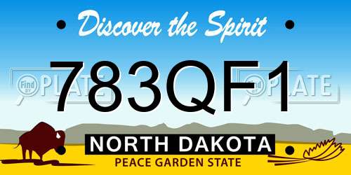 783QF1 North Dakota License Plate