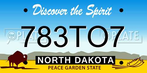 783TO7 North Dakota License Plate