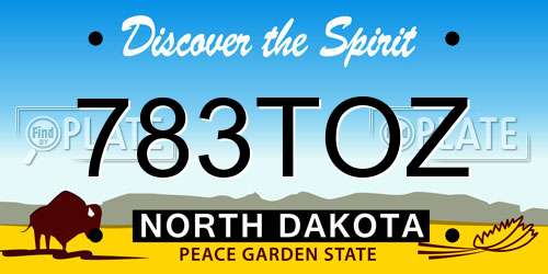 783TOZ North Dakota License Plate