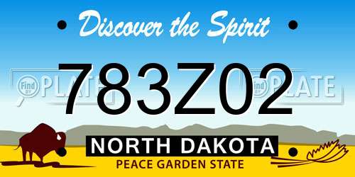783Z02 North Dakota License Plate