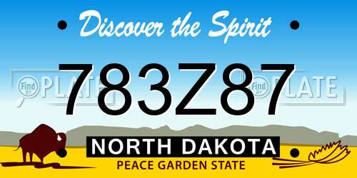 783Z87 North Dakota License Plate