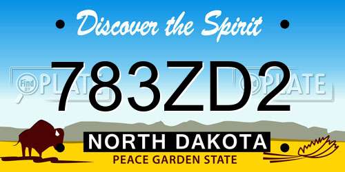 783ZD2 North Dakota License Plate