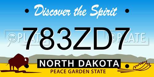 783ZD7 North Dakota License Plate