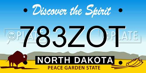 783ZOT North Dakota License Plate