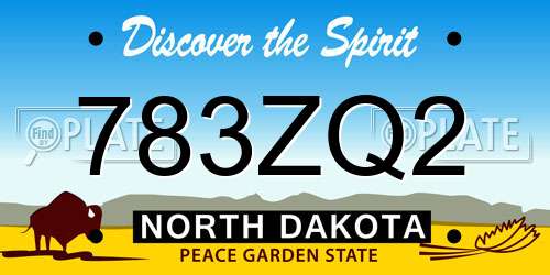 783ZQ2 North Dakota License Plate