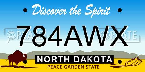 784AWX North Dakota License Plate