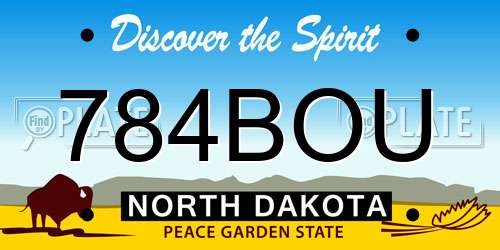 784BOU North Dakota License Plate