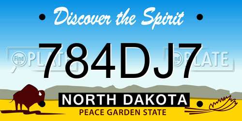 784DJ7 North Dakota License Plate