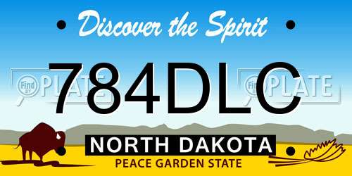 784DLC North Dakota License Plate