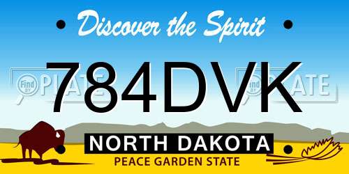 784DVK North Dakota License Plate