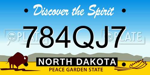 784QJ7 North Dakota License Plate