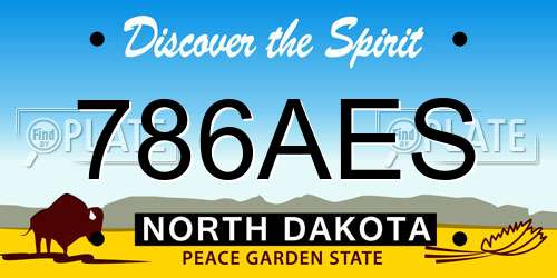 786AES North Dakota License Plate
