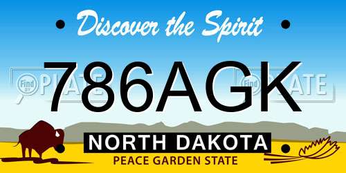 786AGK North Dakota License Plate