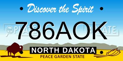 786AOK North Dakota License Plate