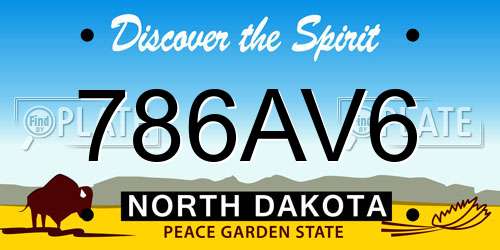 786AV6 North Dakota License Plate