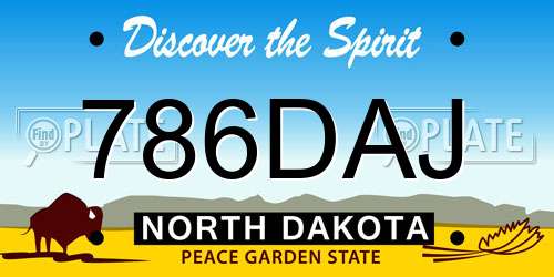 786DAJ North Dakota License Plate
