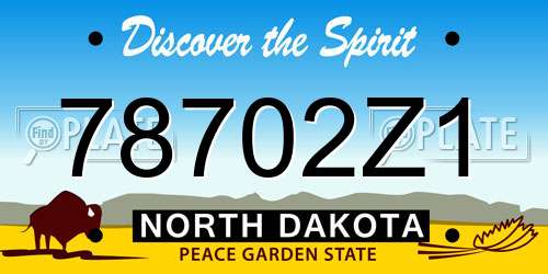 78702Z1 North Dakota License Plate