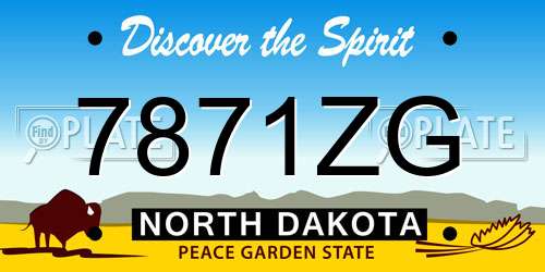 7871ZG North Dakota License Plate