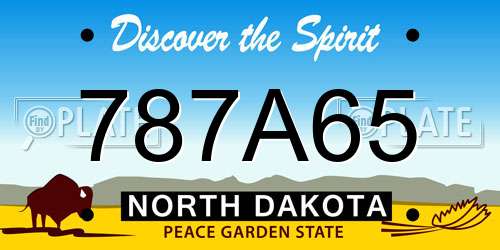 787A65 North Dakota License Plate