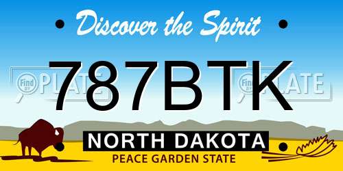 787BTK North Dakota License Plate