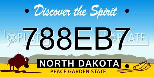 788EB7 North Dakota License Plate