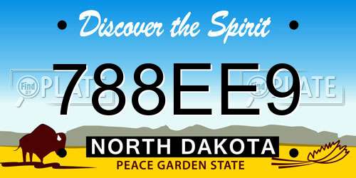 788EE9 North Dakota License Plate