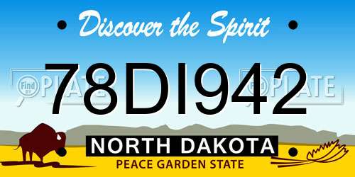 78DI942 North Dakota License Plate