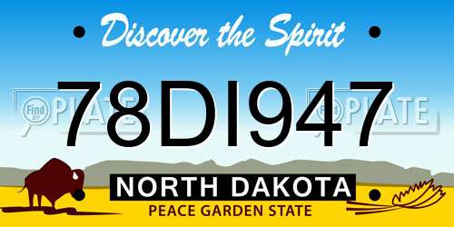 78DI947 North Dakota License Plate