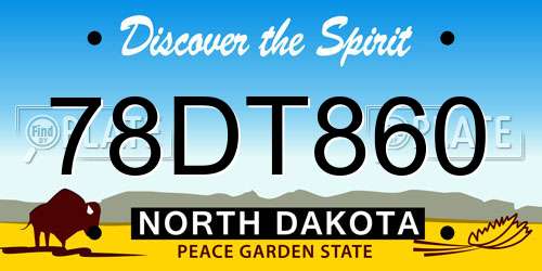 78DT860 North Dakota License Plate