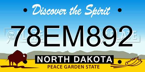 78EM892 North Dakota License Plate