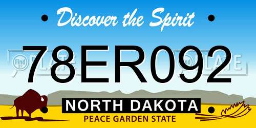 78ER092 North Dakota License Plate